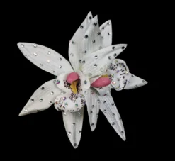 Nicoletta Carlone "Aphrodite" Rhinestone Embellished Orchid Hair Flower Pin