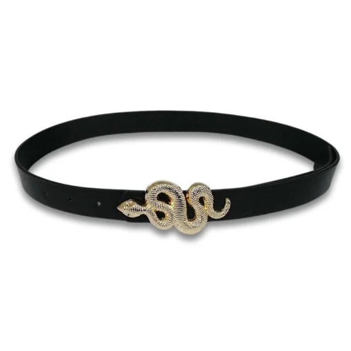 Nicoletta Carlone "Rachel" Black Vegan Leather Snake Belt