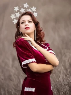 Nicoletta Carlone "Mia" Burgundy Velvet 1930s-40s Style Dress Shop