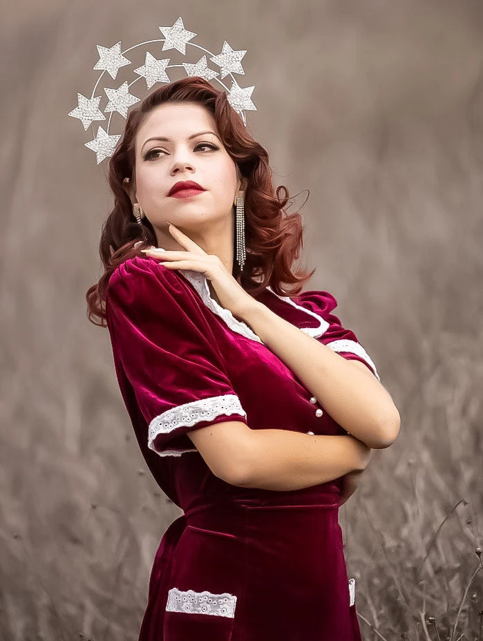 Nicoletta Carlone "Mia" Burgundy Velvet 1930s-40s Style Dress Shop 4 Nicoletta Carlone "Mia" Burgundy Velvet 1930s-40s Style Dress Shop