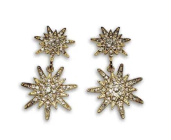 Nicoletta Carlone "Estelle" Gold Rhinestone Starburst Earrings JEWELRY