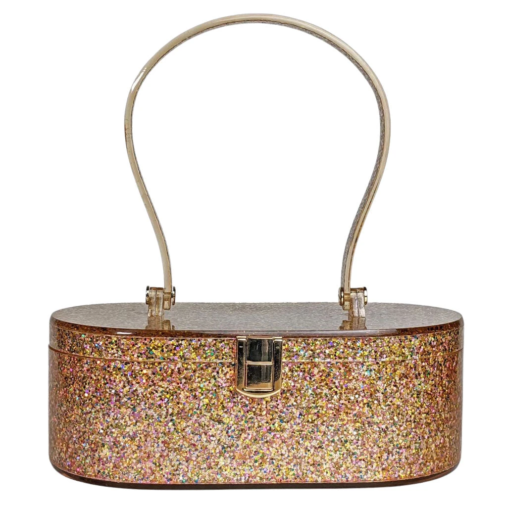 Nicoletta Carlone Shop "Emma" Mid-Century Style Acrylic Purse - Golden Glitter 4 Nicoletta Carlone Shop "Emma" Mid-Century Style Acrylic Purse - Golden Glitter