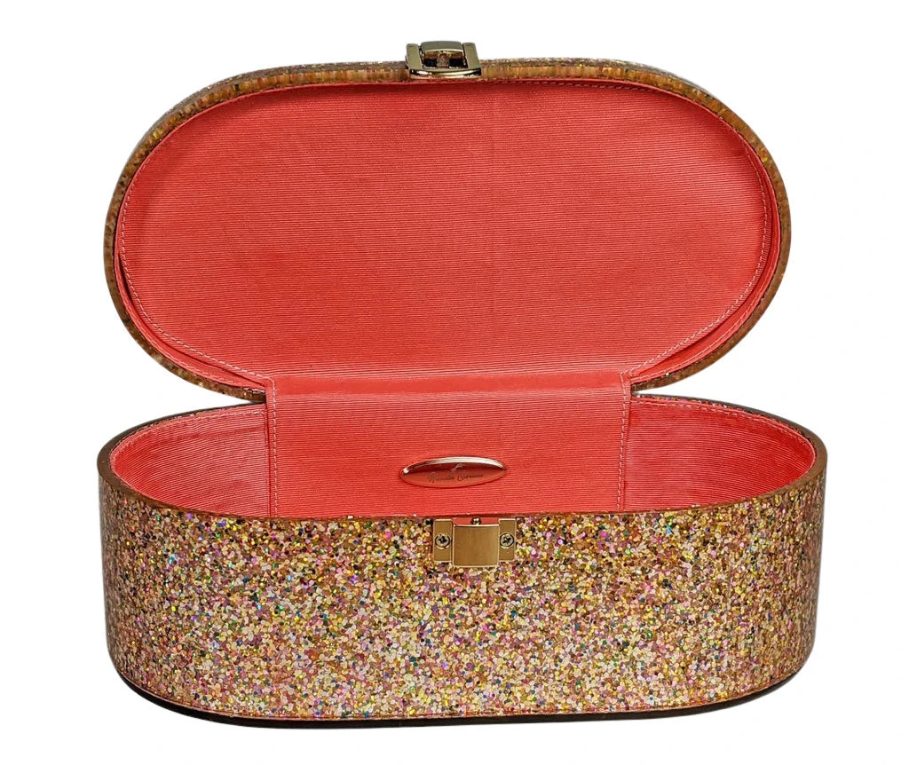 Nicoletta Carlone Shop "Emma" Mid-Century Style Acrylic Purse - Golden Glitter 5 Nicoletta Carlone Shop "Emma" Mid-Century Style Acrylic Purse - Golden Glitter