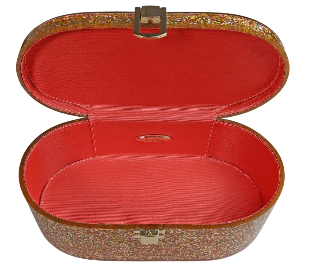 Nicoletta Carlone Shop "Emma" Mid-Century Style Acrylic Purse - Golden Glitter 6 Nicoletta Carlone Shop "Emma" Mid-Century Style Acrylic Purse - Golden Glitter