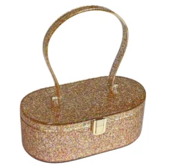 Nicoletta Carlone Shop "Emma" Mid-Century Style Acrylic Purse - Golden Glitter