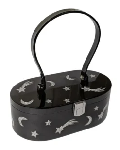 Nicoletta Carlone "Emma" Mid-Century Style Acrylic Purse - Black And Silver Shop