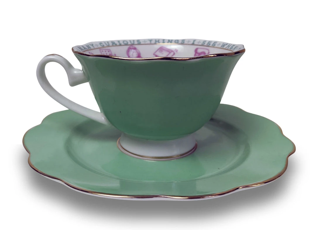 Nicoletta Carlone "Natalie" 1920s Style Fortune Telling Teacup And Saucer Set 4 Nicoletta Carlone "Natalie" 1920s Style Fortune Telling Teacup And Saucer Set