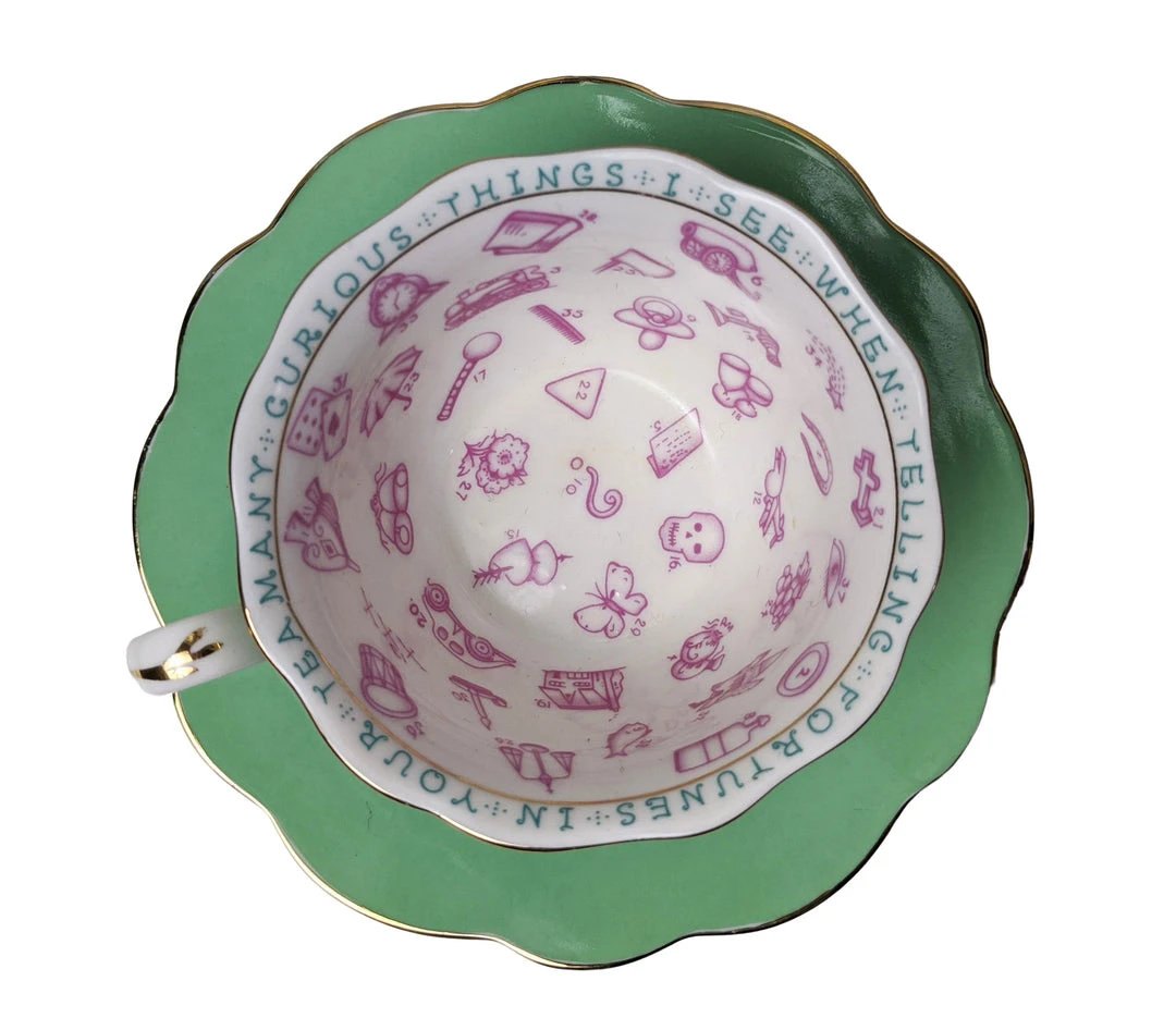 Nicoletta Carlone "Natalie" 1920s Style Fortune Telling Teacup And Saucer Set 6 Nicoletta Carlone "Natalie" 1920s Style Fortune Telling Teacup And Saucer Set