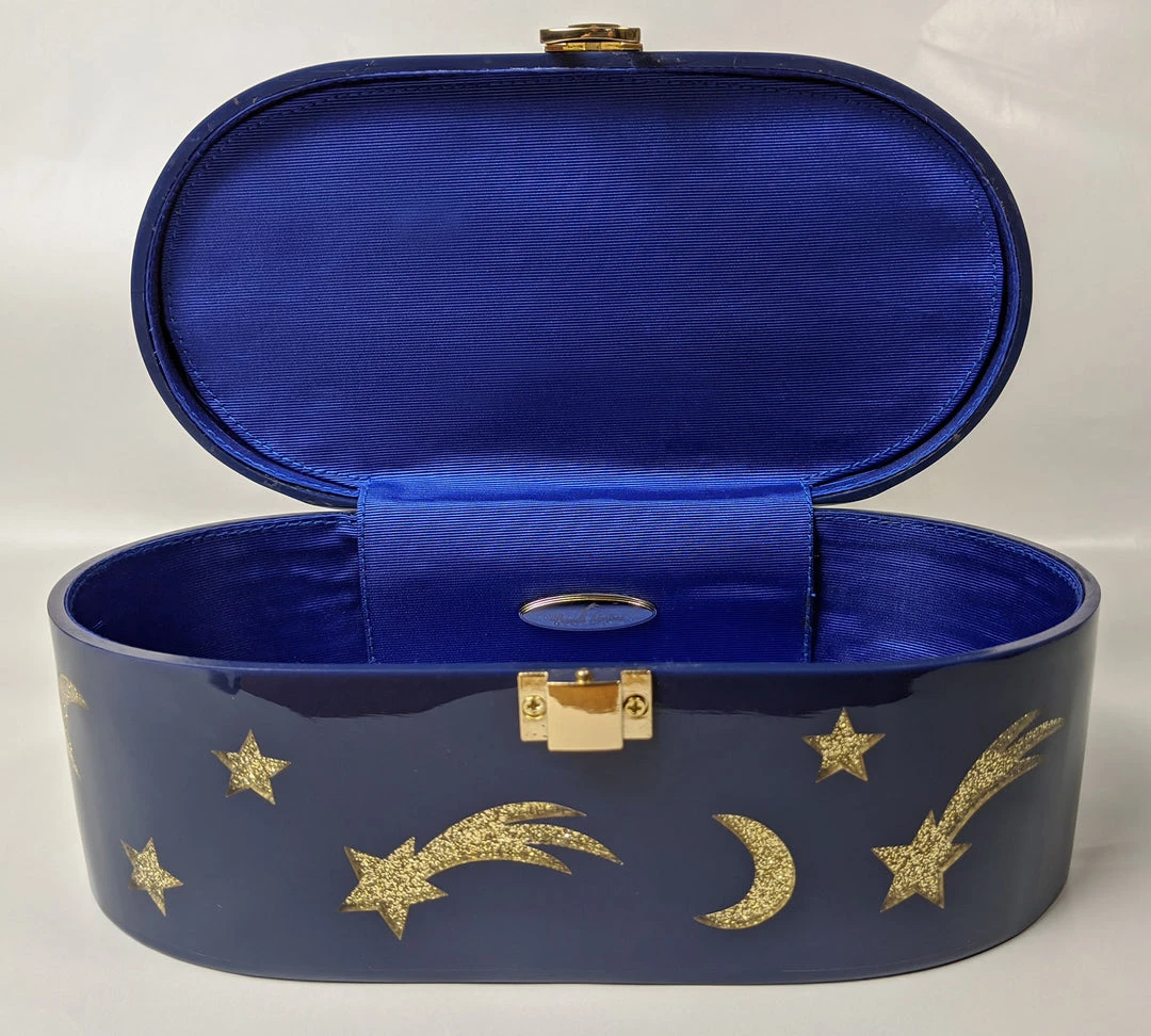 Nicoletta Carlone Shop "Emma" Mid-Century Style Acrylic Purse - Blue And Gold 5 Nicoletta Carlone Shop "Emma" Mid-Century Style Acrylic Purse - Blue And Gold