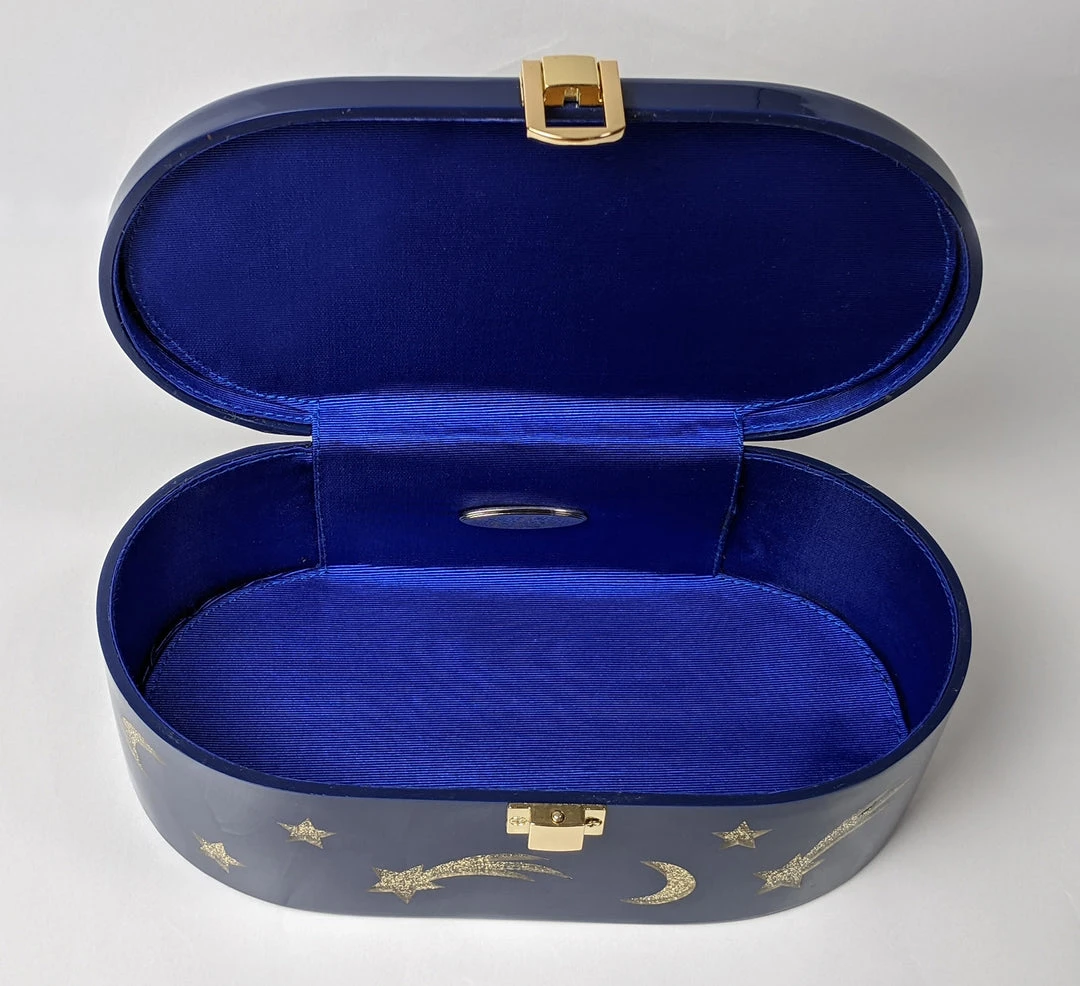 Nicoletta Carlone Shop "Emma" Mid-Century Style Acrylic Purse - Blue And Gold 6 Nicoletta Carlone Shop "Emma" Mid-Century Style Acrylic Purse - Blue And Gold