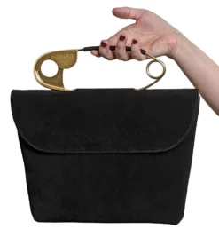 Nicoletta Carlone ACCESSORIES "Renata" 1940s-50s Style Suede Safety Pin Bag (pre-order)