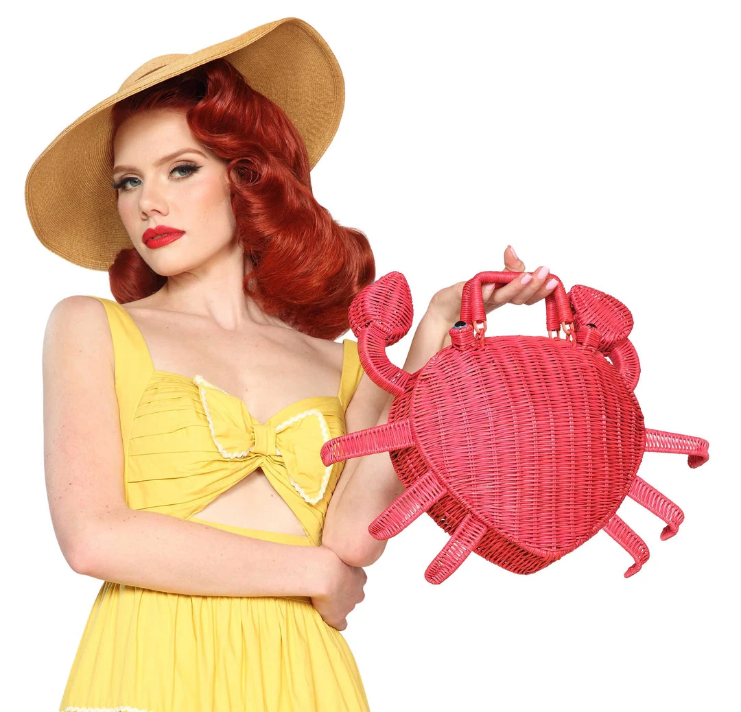 Nicoletta Carlone "Mr. Snappy" 1950s Style Novelty Wicker Rattan Bag (pre-order) ACCESSORIES 8 Nicoletta Carlone "Mr. Snappy" 1950s Style Novelty Wicker Rattan Bag (pre-order) ACCESSORIES