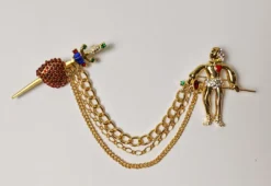 Nicoletta Carlone "Ardith" 1940s Style Fencer And Dagger Chatelaine Brooch