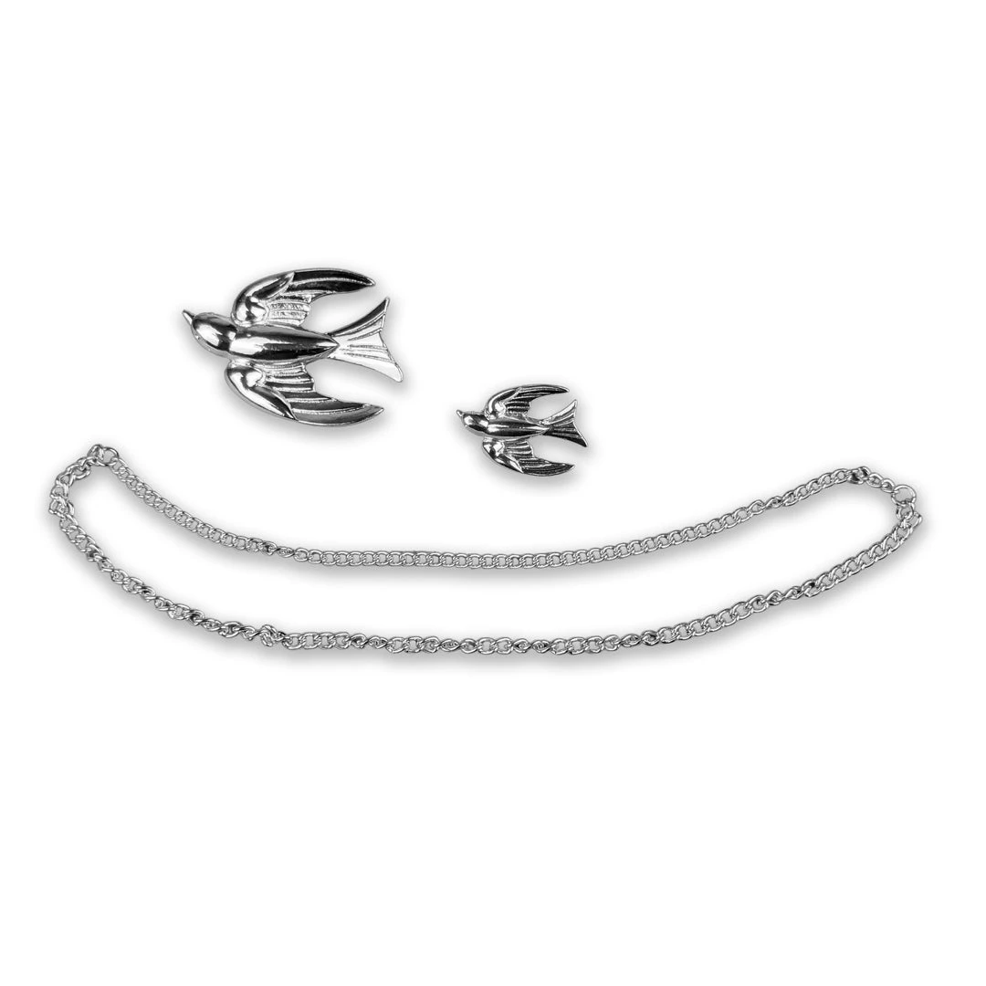 Nicoletta Carlone "Etienne" Silver-tone 1940's Style Swallows Brooch Pair 4 Nicoletta Carlone "Etienne" Silver-tone 1940's Style Swallows Brooch Pair