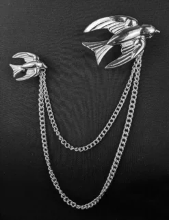 Nicoletta Carlone "Etienne" Silver-tone 1940's Style Swallows Brooch Pair