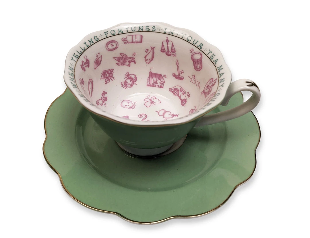 Nicoletta Carlone "Natalie" 1920s Style Fortune Telling Teacup And Saucer Set 3 Nicoletta Carlone "Natalie" 1920s Style Fortune Telling Teacup And Saucer Set