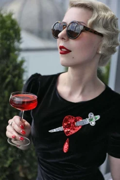 Nicoletta Carlone READY TO WEAR "Jezebel" Dagger And Heart Velvet Late 1930s Style Dress