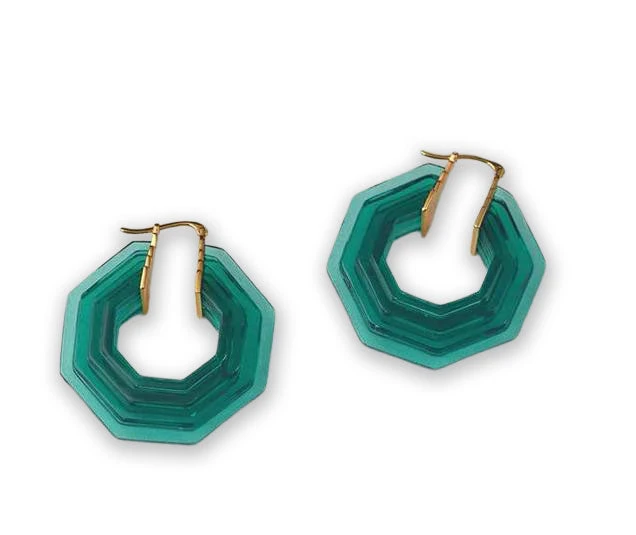 Nicoletta Carlone Shop "Bette" Emerald Green Art Deco Style Earrings 3 Nicoletta Carlone Shop "Bette" Emerald Green Art Deco Style Earrings